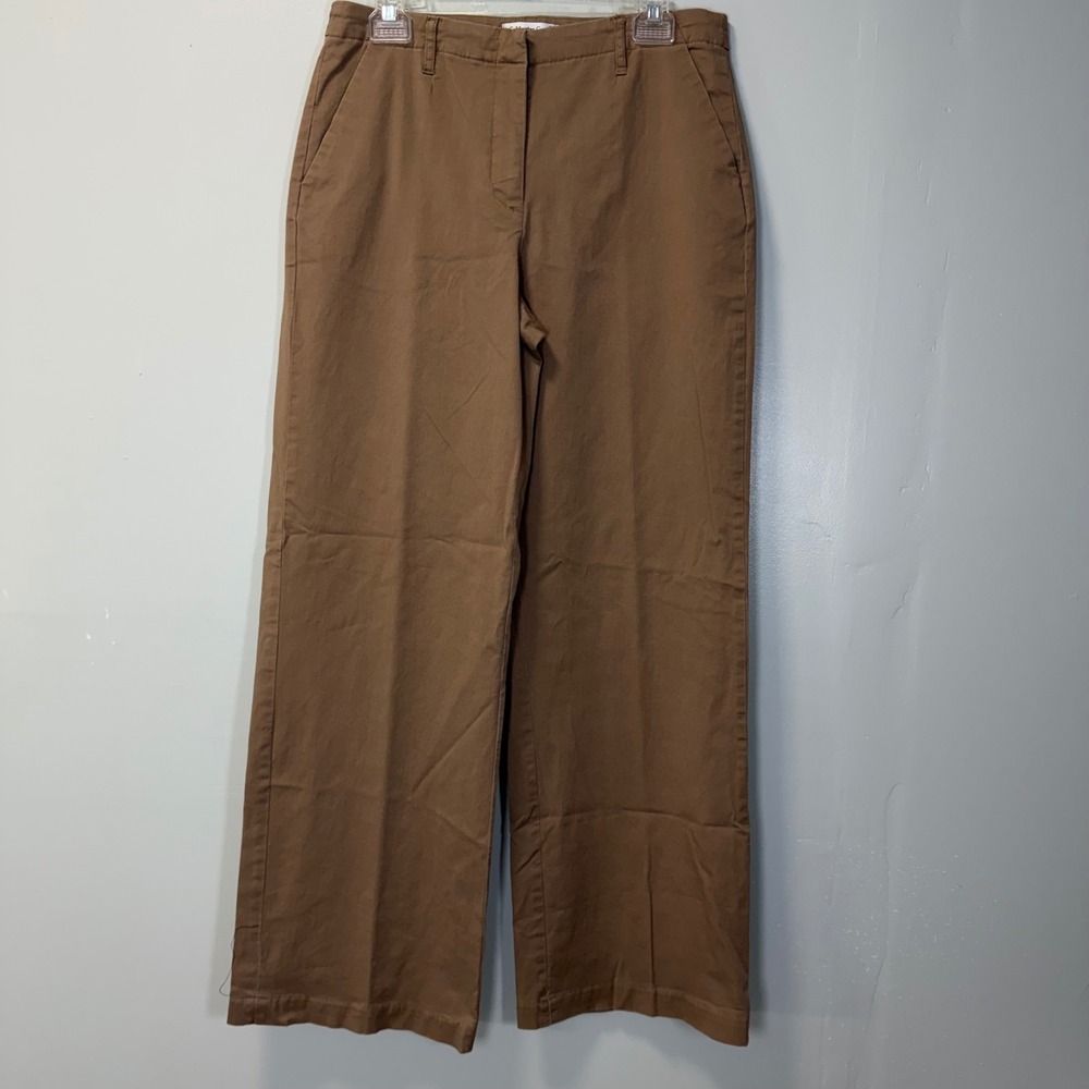 Coldwater Creek Womens Brown Wide Leg Chino Pants Size 10 011024971